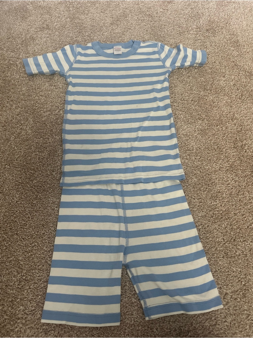 Hanna Andersson Light Blue and White Striped Kids Pajama Set
